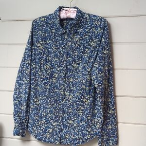 Blue Floral Long-Sleeve Button-Down Shirt